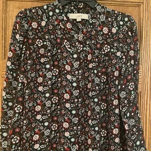LOFT Floral Blouse - Black and Red